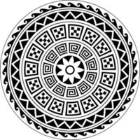 Tribal Mandala, Abstract Circular Tribal Polynesian mandala, Geometric Polynesian Hawaiian style vector ornament