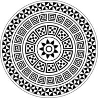 Tribal geometric mandala design, Polynesian Hawaiian tattoo style mandala illustration vector in black and white for wall art design, decoration
