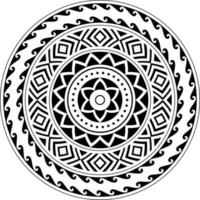 Tribal Mandala vector, Abstract Circular Tribal Polynesian mandala, Geometric Polynesian Hawaiian style vector ornament pattern