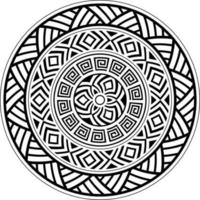 diseño tribal del vector del ornamento de la mandala, patrón geométrico del estilo hawaiano en blanco y negro. Ilustración de mandala, diseño monocromático inspirado en el arte tradicional para la decoración de yoga.