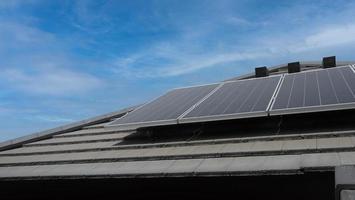 Photovoltaic. Solarcell panel. Solar roof power plant on the roof photo