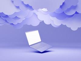 minimal laptop with flat clouds on top photo