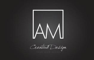 AM Square Frame Letter Logo Design with Black and White Colors. vector