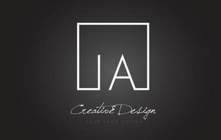 Diseño de logotipo de letra de marco cuadrado ia con colores blanco y negro. vector