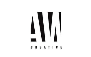 AW A W White Letter Logo Design with Black Square. vector