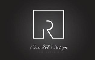 R Square Frame Letter Logo Design with Black and White Colors. vector