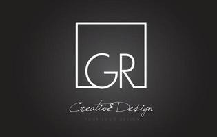 GR Square Frame Letter Logo Design with Black and White Colors. vector