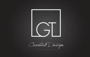 GT Square Frame Letter Logo Design with Black and White Colors. vector