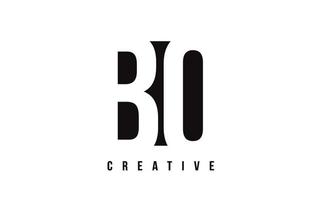 BO B O White Letter Logo Design with Black Square. vector