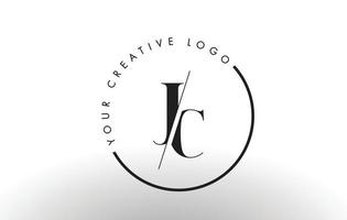JC Serif Letter Logo Design with Creative Intersected Cut. vector