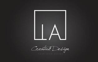 LA Square Frame Letter Logo Design with Black and White Colors. vector