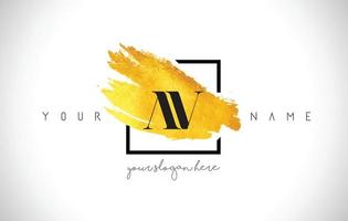 AV Golden Letter Logo Design with Creative Gold Brush Stroke vector