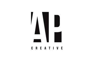 AP A P White Letter Logo Design with Black Square. vector