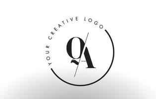 Diseño de logotipo de letra qa serif con corte cruzado creativo. vector