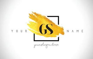 GS Golden Letter Logo Design with Creative Gold Brush Stroke vector