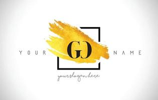 GO Golden Letter Logo Design with Creative Gold Brush Stroke vector