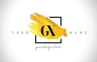 GX Golden Letter Logo Design with Creative Gold Brush Stroke vector