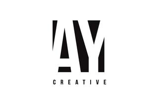 AY A Y White Letter Logo Design with Black Square. vector