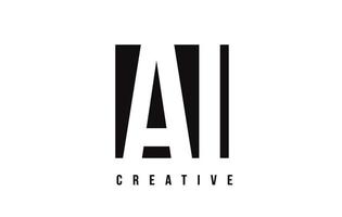 AI A I White Letter Logo Design with Black Square. vector