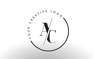 Diseño de logotipo de letra ac serif con corte cruzado creativo. vector