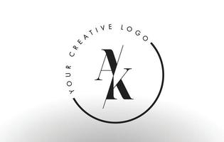 AK Serif Letter Logo Design with Creative Intersected Cut. vector