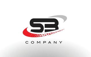 SB Modern Letter Logo Design with Red Dotted Swoosh vector