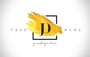 JO Golden Letter Logo Design with Creative Gold Brush Stroke vector