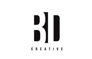 BD B D White Letter Logo Design with Black Square. vector