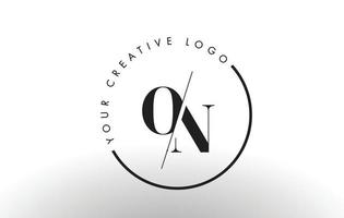 ON Serif Letter Logo Design with Creative Intersected Cut. vector