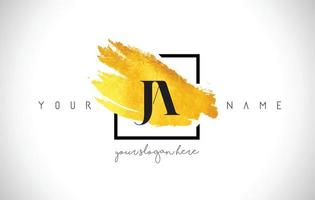 JA Golden Letter Logo Design with Creative Gold Brush Stroke vector