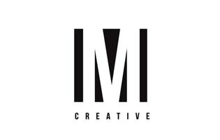 M White Letter Logo Design with Black Square. vector