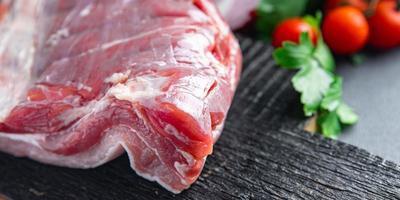 Belly pork meat fresh bacon meat layer of lard food background photo