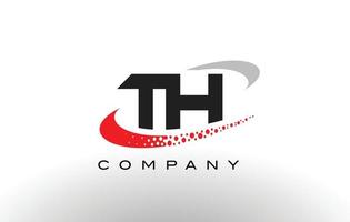 TH Modern Letter Logo Design with Red Dotted Swoosh vector