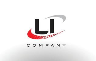 LI Modern Letter Logo Design with Red Dotted Swoosh vector