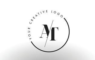 AT Serif Letter Logo Design with Creative Intersected Cut. vector