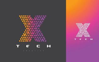 Tecnología de logotipo de letra x. vector de diseño de letra de puntos conectados.