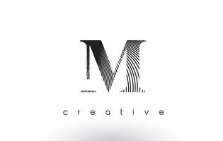 M Logo Design With Multiple Lines and Black and White Colors. vector