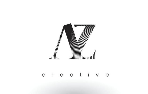 AZ Logo Design With Multiple Lines and Black and White Colors.