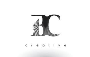 BC Logo Design With Multiple Lines and Black and White Colors. vector