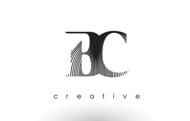 BC Logo Design With Multiple Lines and Black and White Colors.