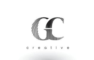 GC Logo Design With Multiple Lines and Black and White Colors. vector