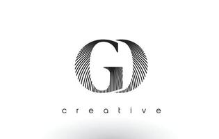 GO Logo Design With Multiple Lines and Black and White Colors. vector