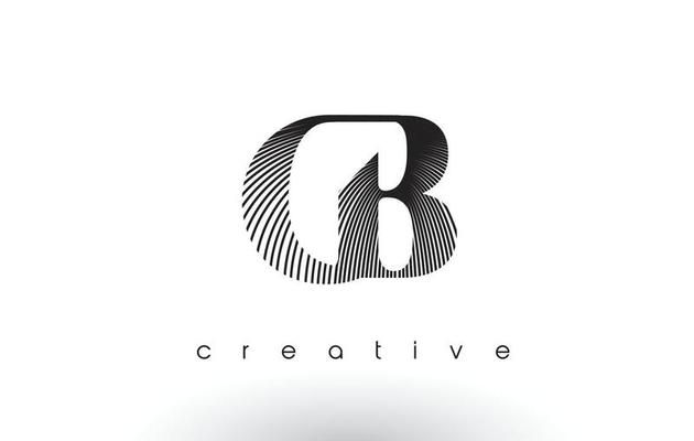 CB Logo Design With Multiple Lines and Black and White Colors.