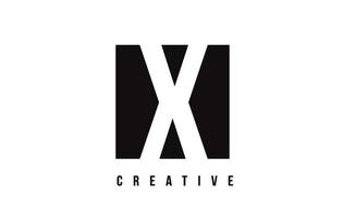 X White Letter Logo Design with Black Square. vector