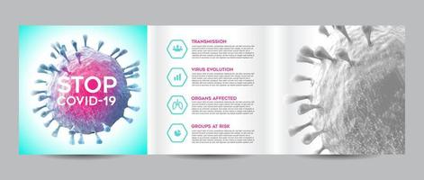 coronavirus covid 19 folleto plantilla tríptico cuadrado maquetas diseño de volante diseño de portada diseño de libro vector