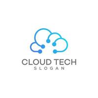 cloud tech logo design template vector