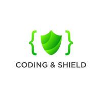 coding and shield logo design template vector