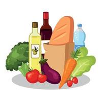 Set of food and drinks from supermarkets vector