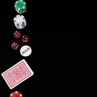 playing cards dice poker dealer chips black backdrop