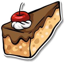 A piece of chocolate cake with cherry on the top vector